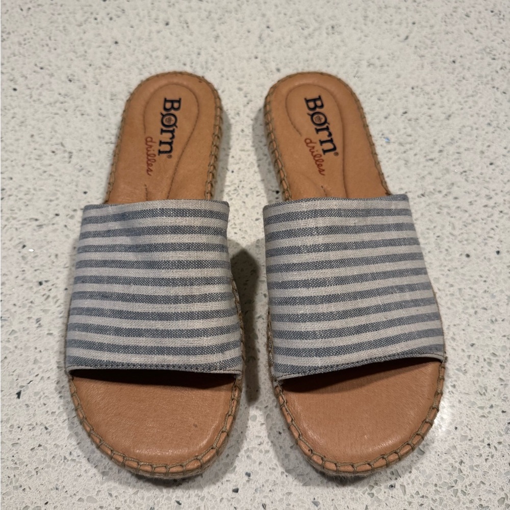 Børn San Benito Blue Striped Slide Sandals Espadrilles - Picture 2 of 7